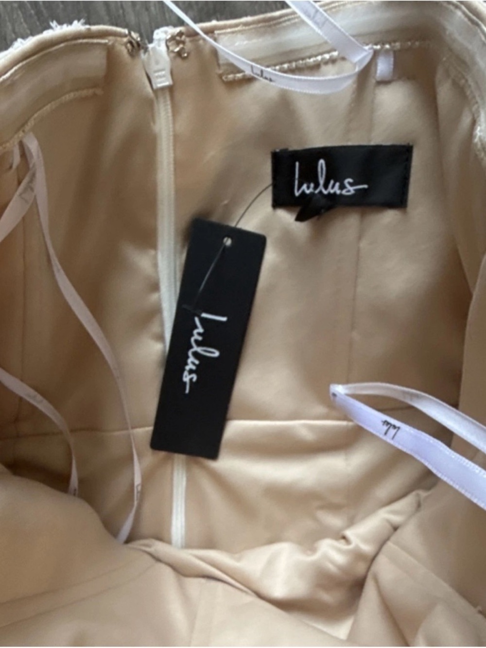 Lulu's Strapless Ivory Beaded Mermaid Formal Wedding Dress XS - Picture 5 of 6